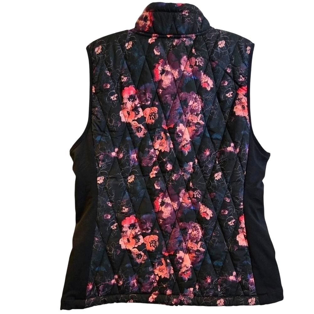 Skechers Women's Floral Print Vest Black Pink Sleeveless Zip Size Small - Picture 3 of 8